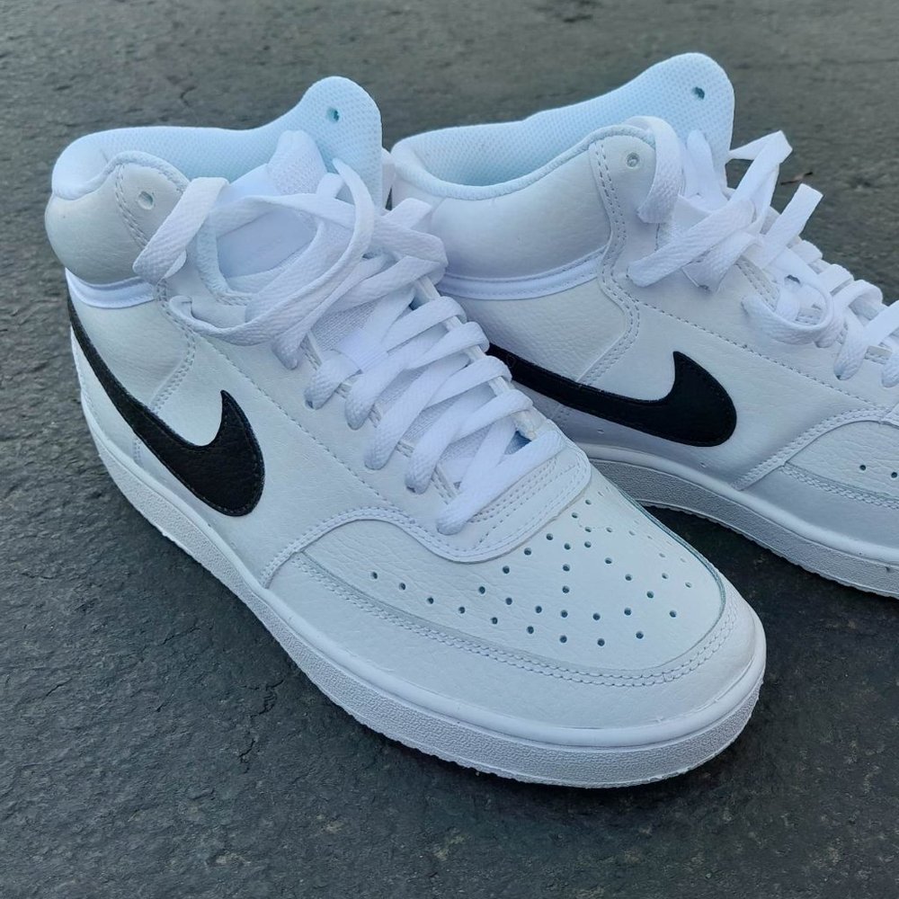 Nike Court Vision Mid Sneakers Shoes White/Black-White Brand New Mens Size 8.5